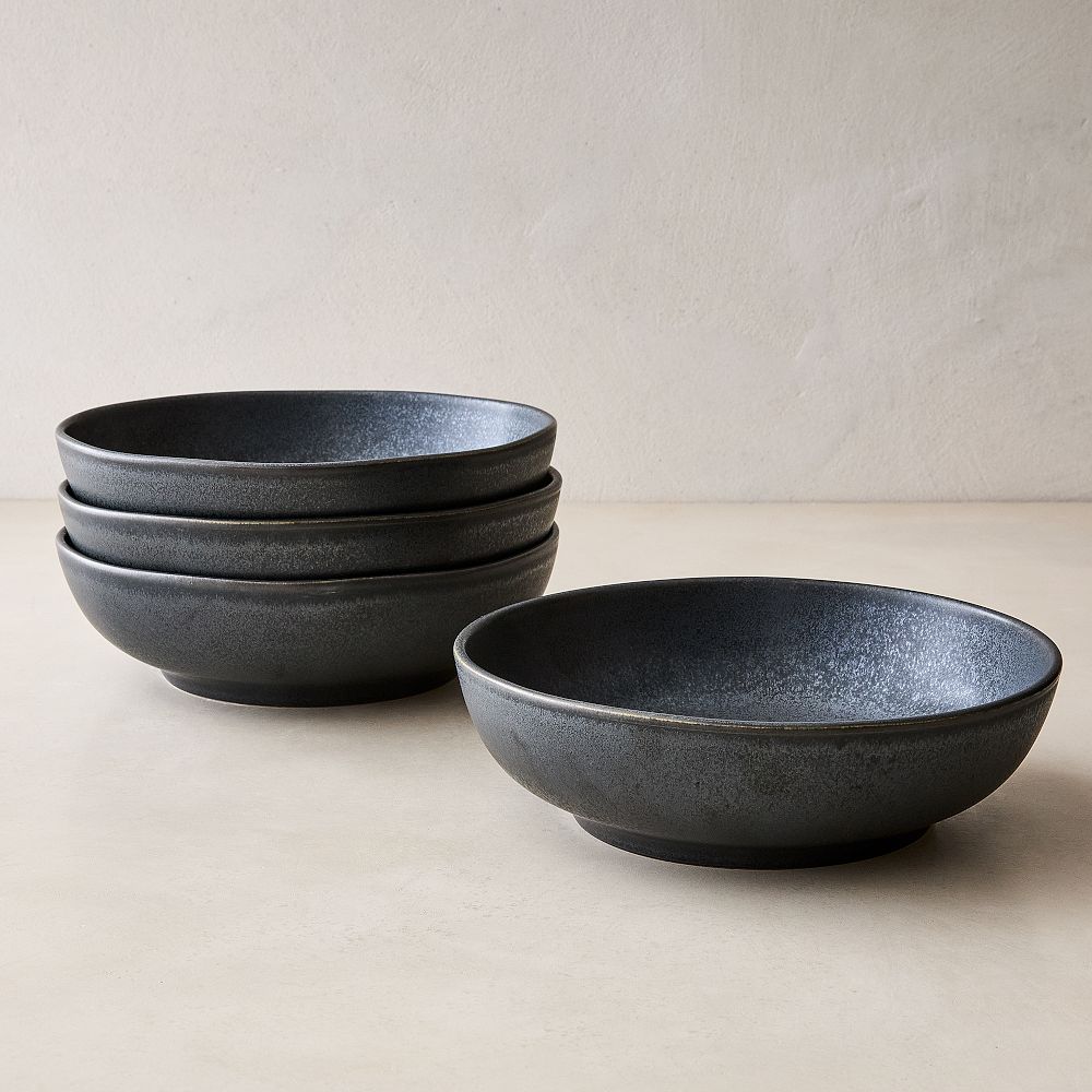 Kanto Stoneware Pasta Bowl Sets - Black, Set of 4