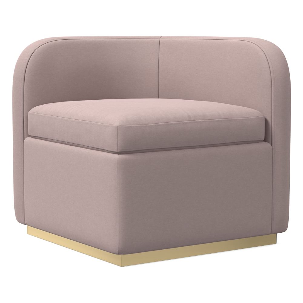 Open Box: Roar & Rabbit Curved Back Chair, Poly, Performance Velvet, Mauve, Antique Brass