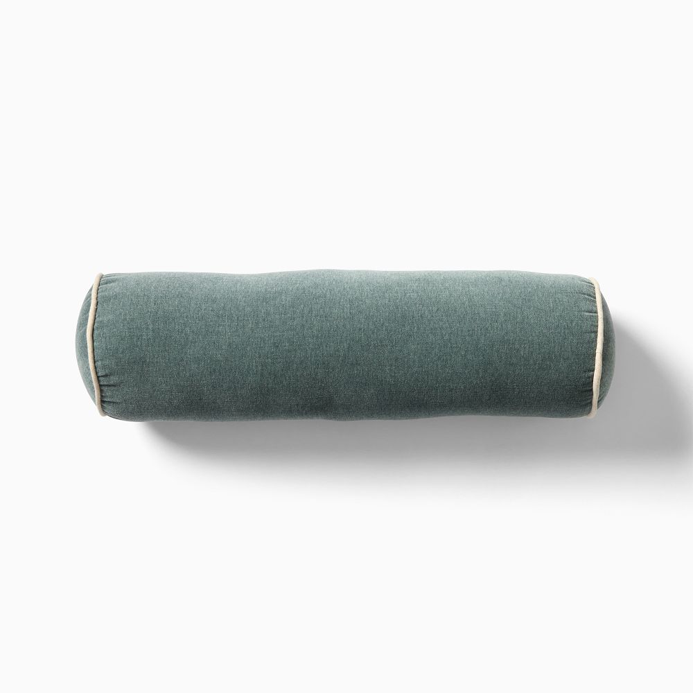 Classic Cotton Velvet Bolster Pillow - 6x20, Color: Ocean