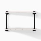 Open Box: Modern Overhang Double Marble Bath Shelf, 18" Wide, Matte Black
