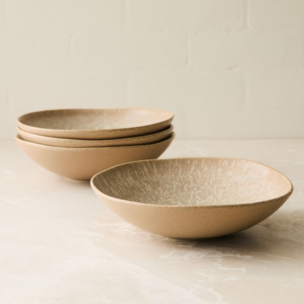 Oyku Stoneware Pasta Bowl Sets - Putty, Set of 4