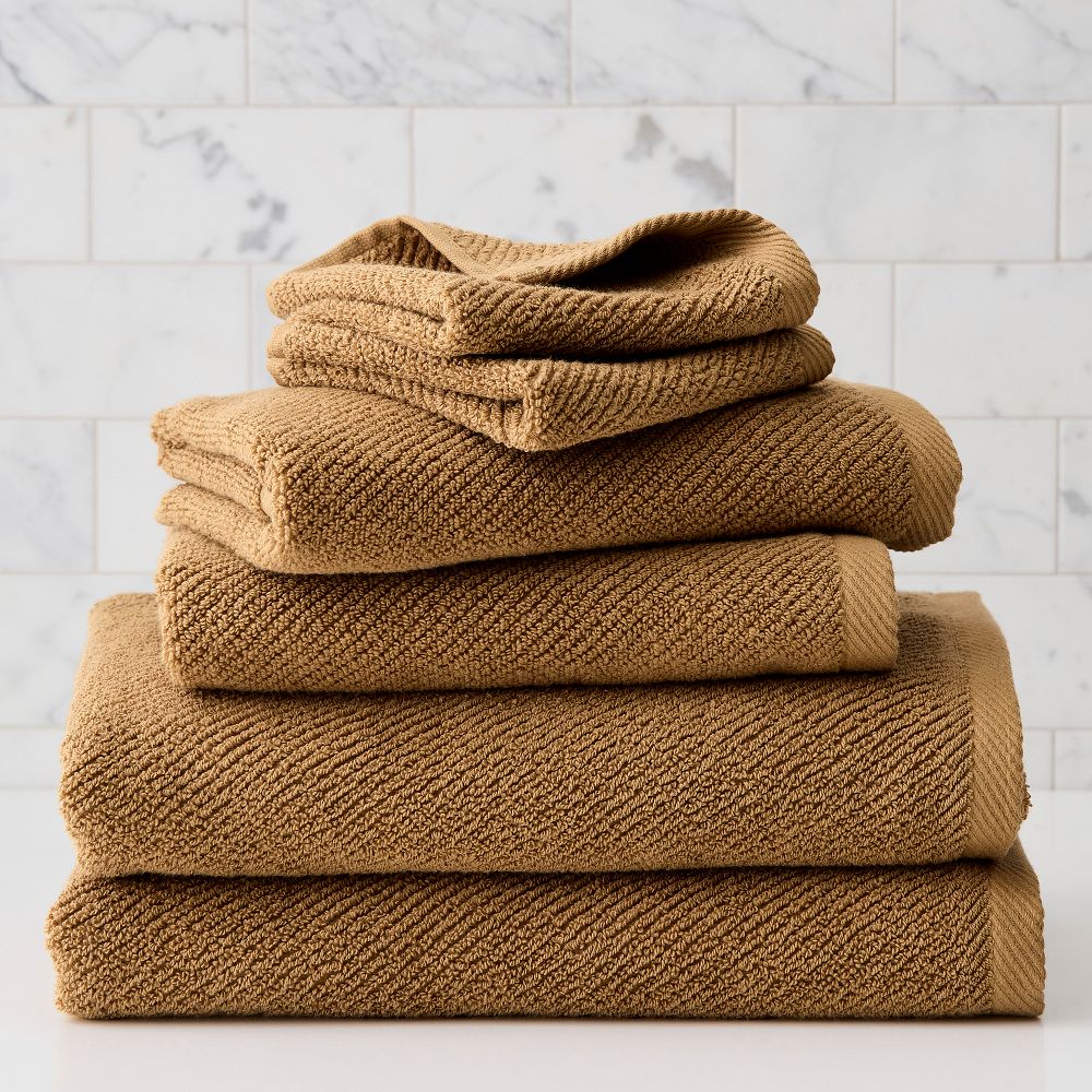 Diagonal Ribbed Towel Sets - Rust, Set of 6 - (2 Towel, 2 Hand Towel, 2 Washcloth)
