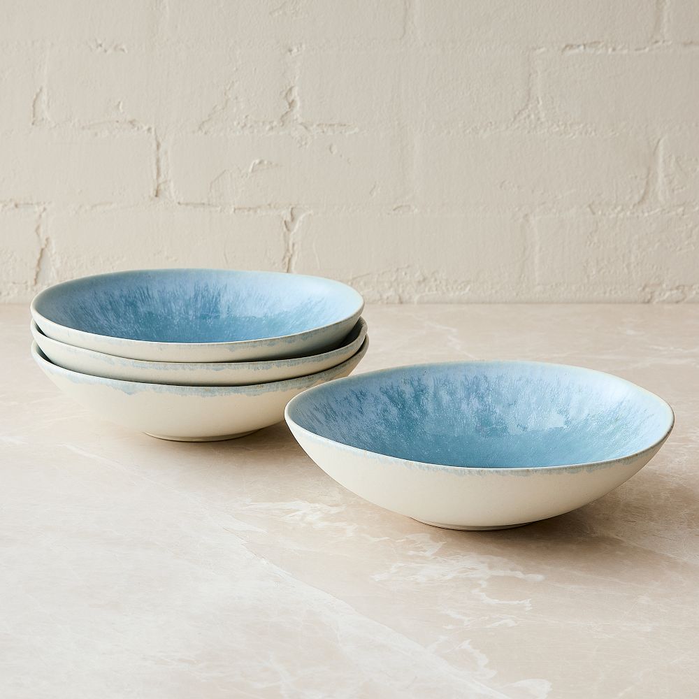 Oyku Stoneware Pasta Bowl Sets - Blue, Set of 4