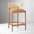 Open Box: Ezra Counter Stool (26")- Ludlow Leather Sesame, Cool Walnut
