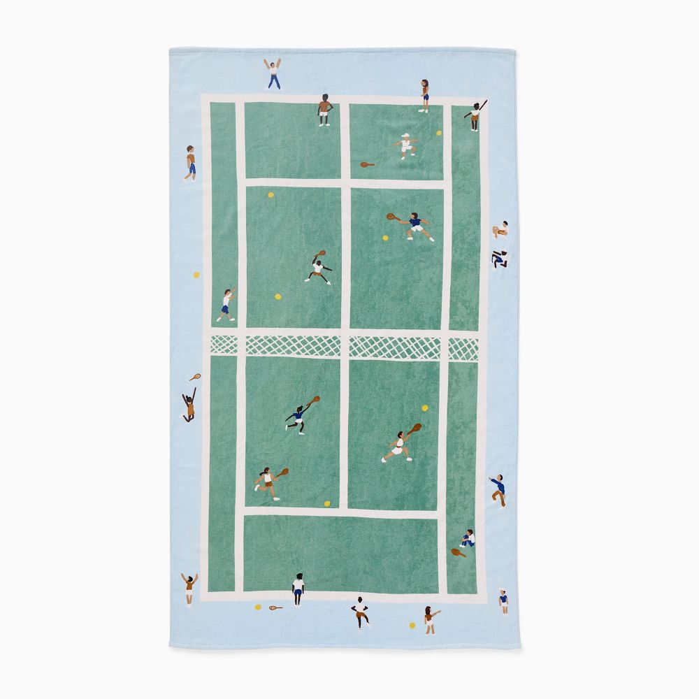Tennis Scene Beach Towel - 40"x70", Blue