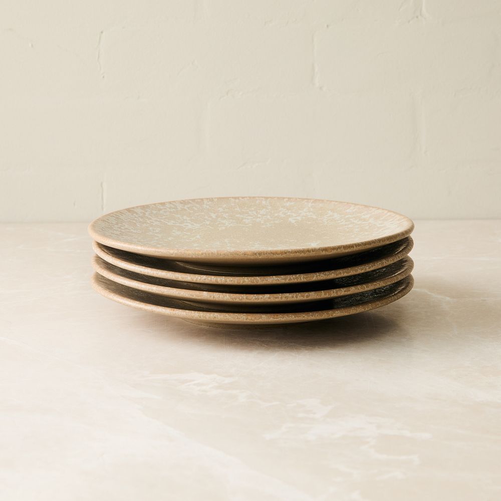 Oyku Stoneware Salad Plate Sets - Putty, Set of 4