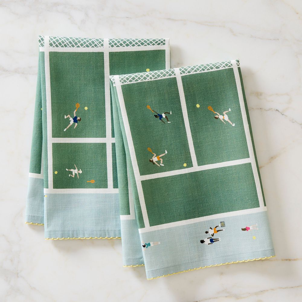West Elm Embroidered Tennis Tea Towel Set