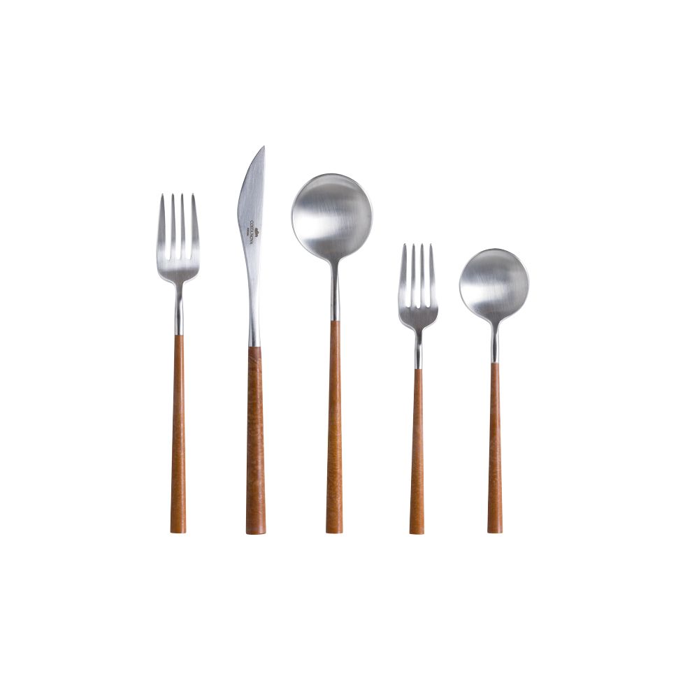 Costa Nova Mito Brushed Stainless Steel Flatware Sets - Wood