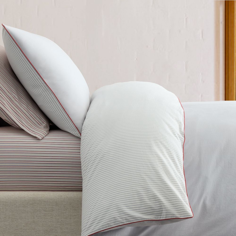 Emma Chamberlain Reversible Solid Stripe Duvet Cover & Shams - King/Cal. King, Blue