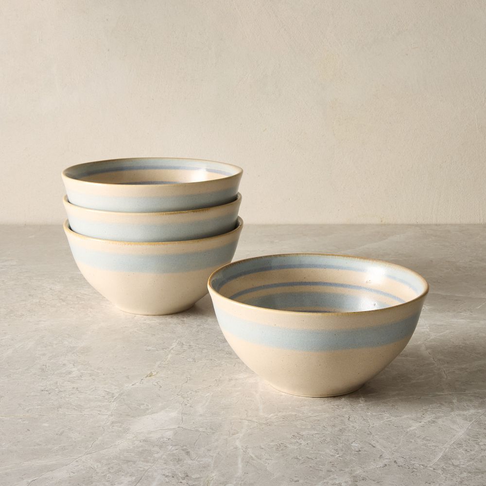 Cabana Stripe Stoneware Dinnerware Collection - Stoneware, Stripe, Set of 4