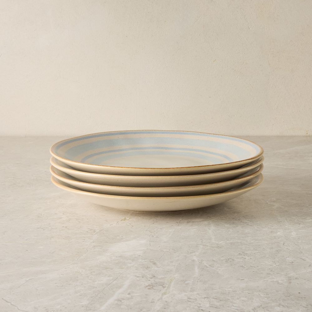 Cabana Stripe Stoneware Salad Plate Sets - Stoneware, Stripe, Set of 8