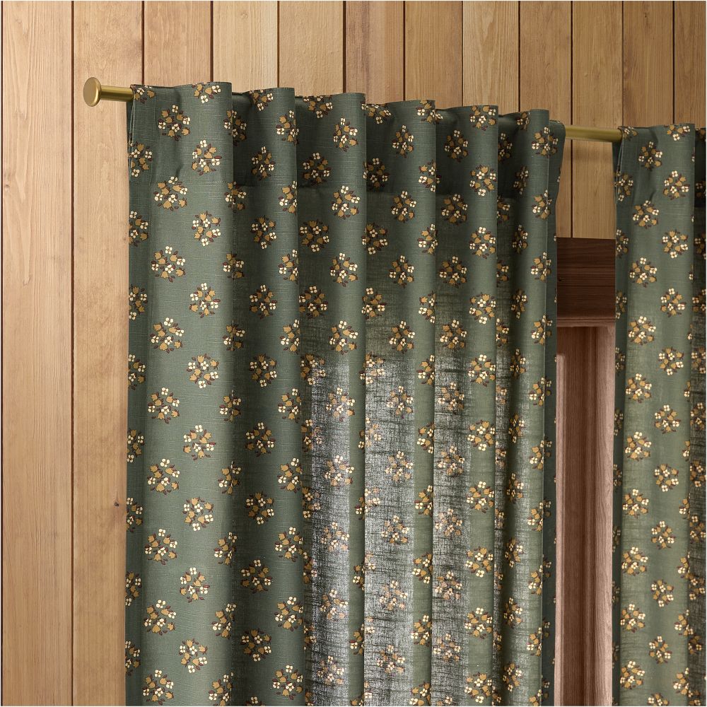 Emma Chamberlain Floral Curtain - 48x96 Green, Set of 2