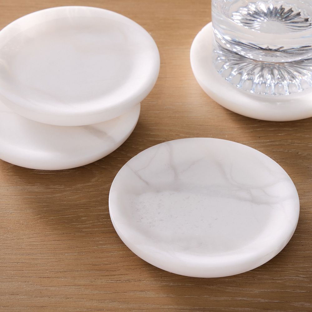Marion Stone Coaster Sets - Alabaster, Set of 4