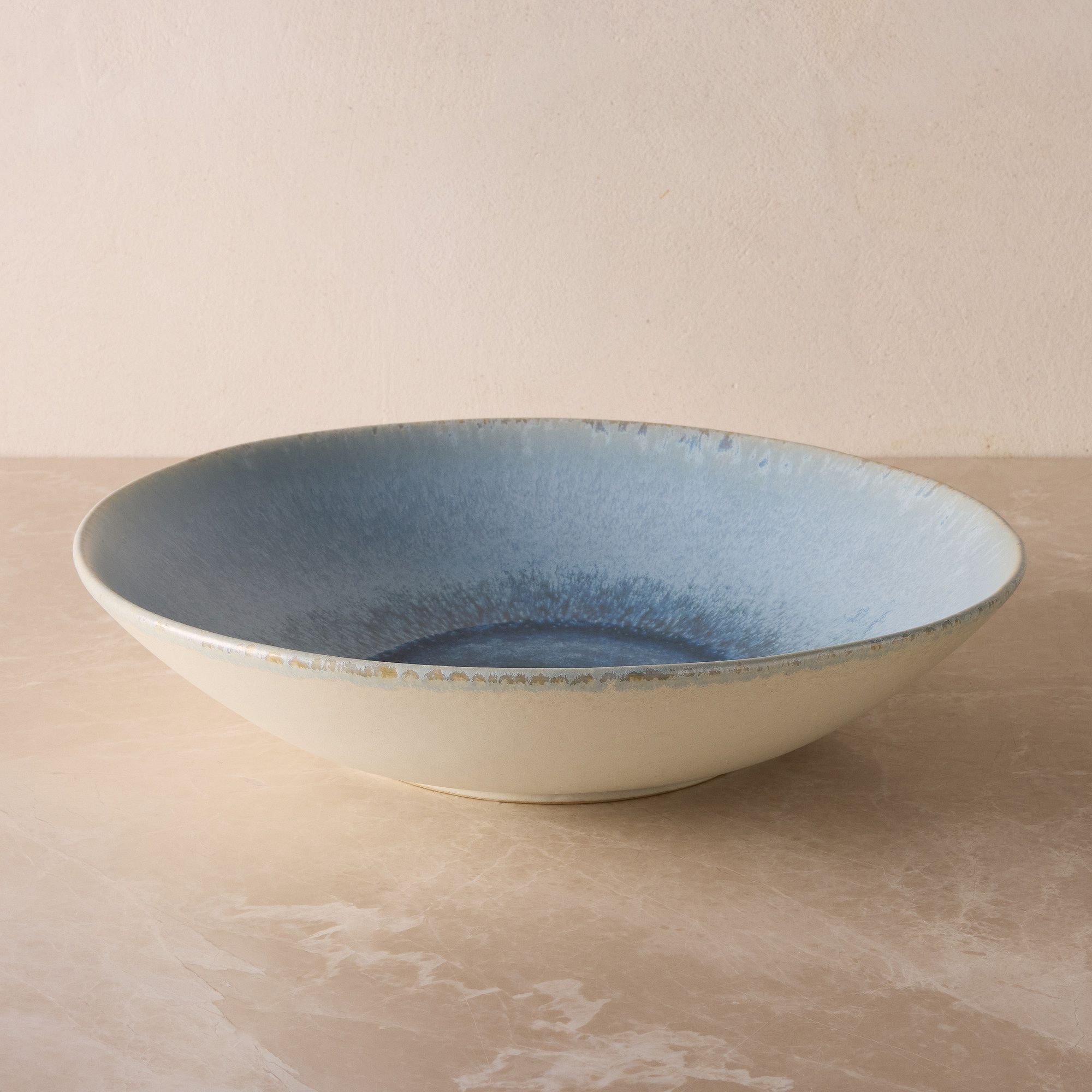 Oyku Stoneware Low Serve Bowl - Blue