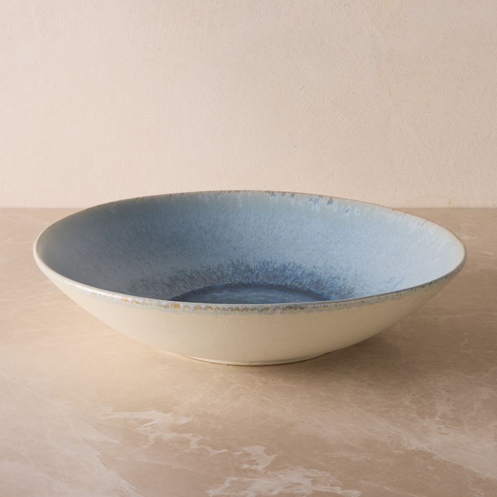 Oyku Stoneware Low Serve Bowl - Blue