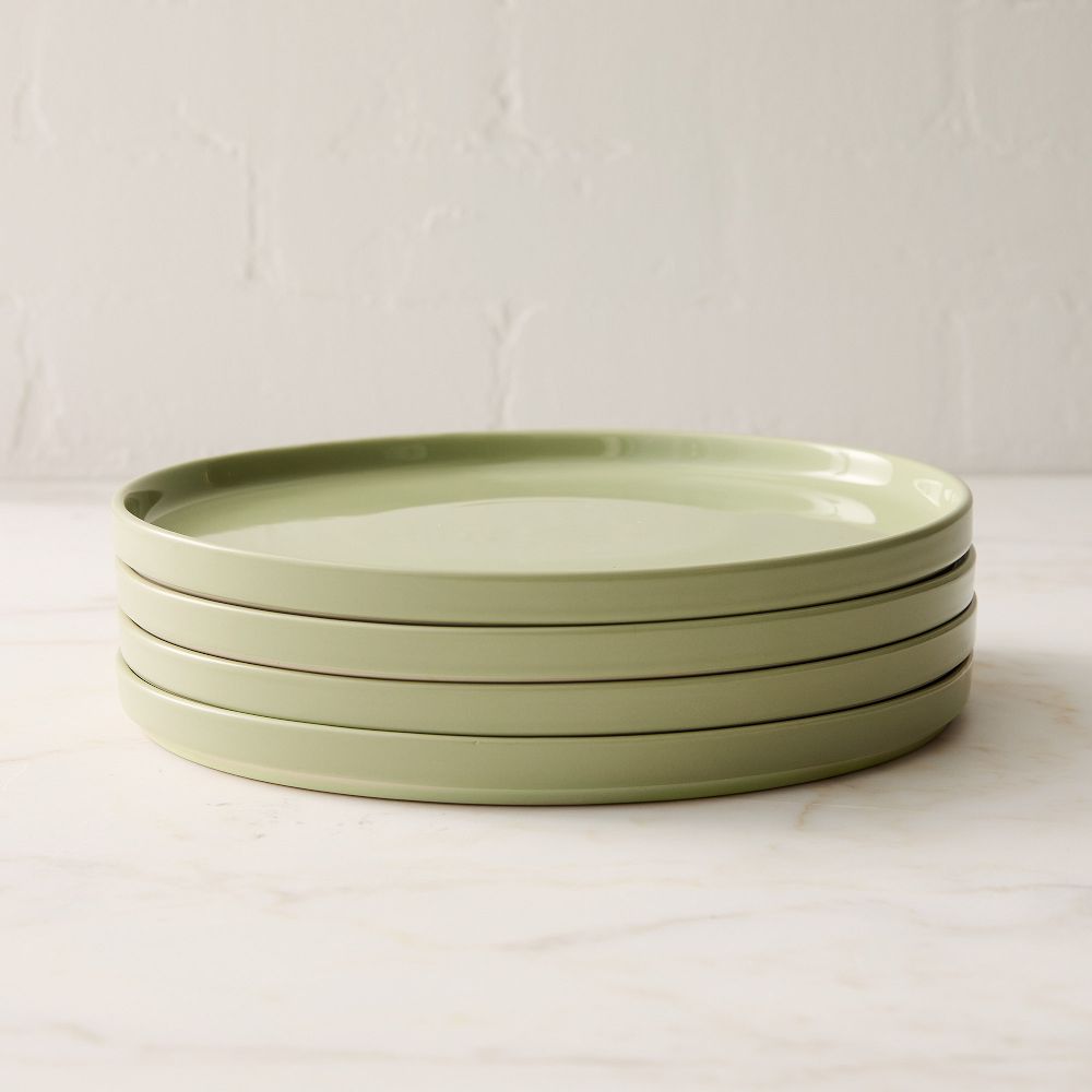 Straight-Sided Stoneware Dinner Plate Sets - Pistachio, Set of 4