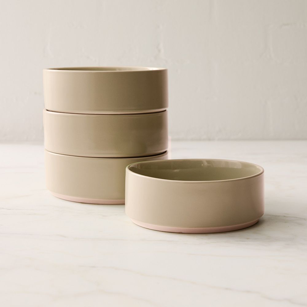 Straight-Sided Stoneware Cereal Bowl Sets - Almond, Set of 8