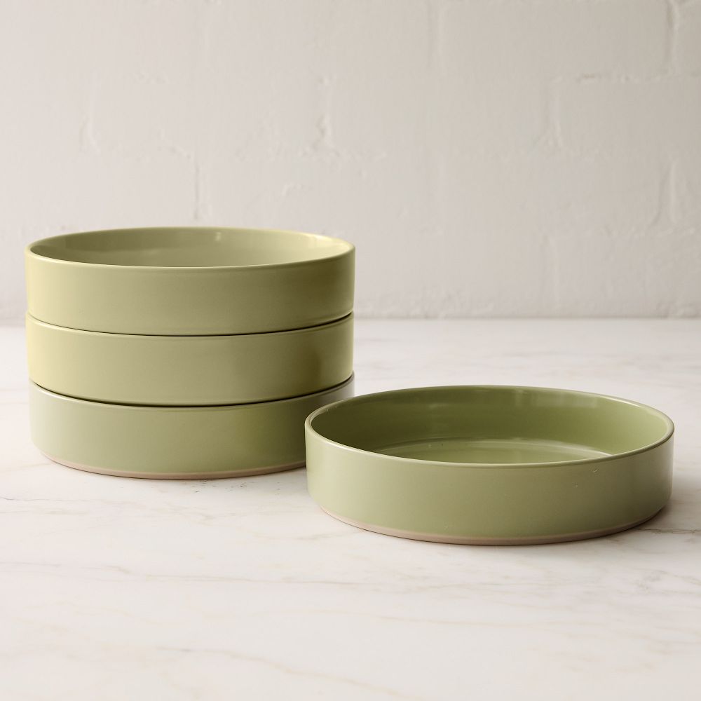 Straight-Sided Stoneware Pasta Bowl Sets - Pistachio, Set of 4