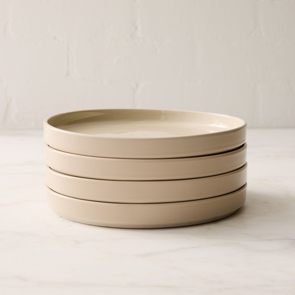 Straight-Sided Stoneware Salad Plate Sets - Almond, Set of 4