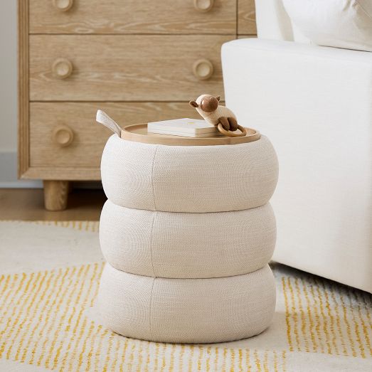 Lumi Upholstered Storage Side Table by West Elm