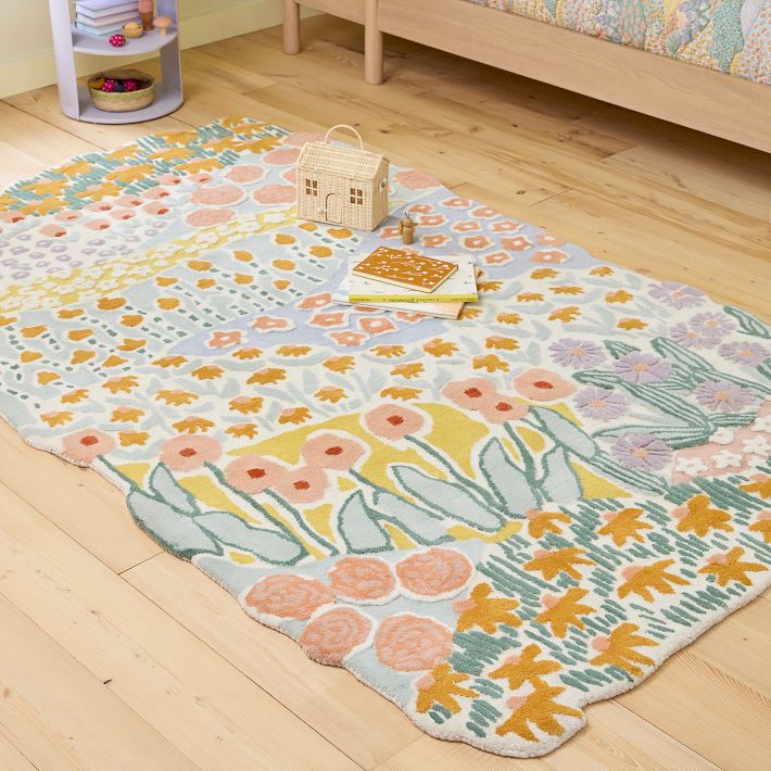 Rainbow Flower Tufted Rug – Wool, Hand Tufted | West Elm