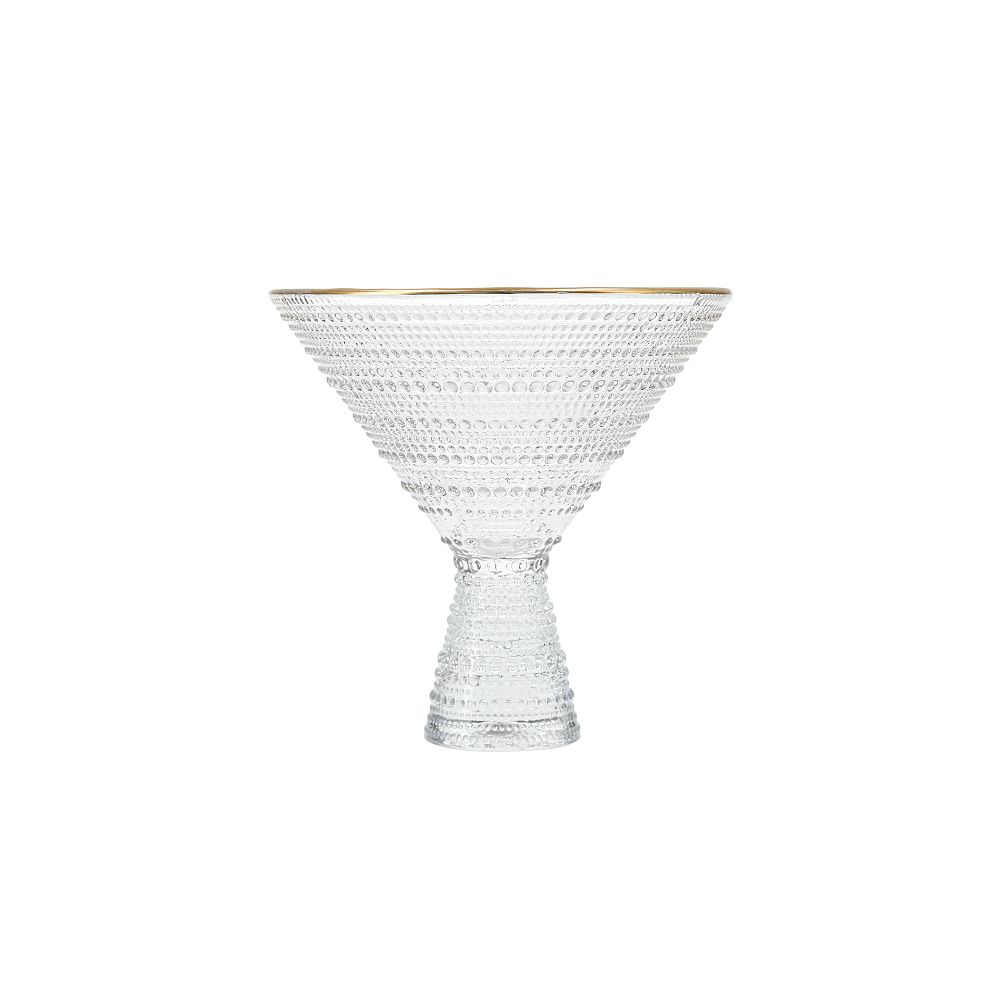 Jupiter Beaded Martini Glasses (Set of 4) - 11.5oz, Clear with Gold Rim, Set Of 4