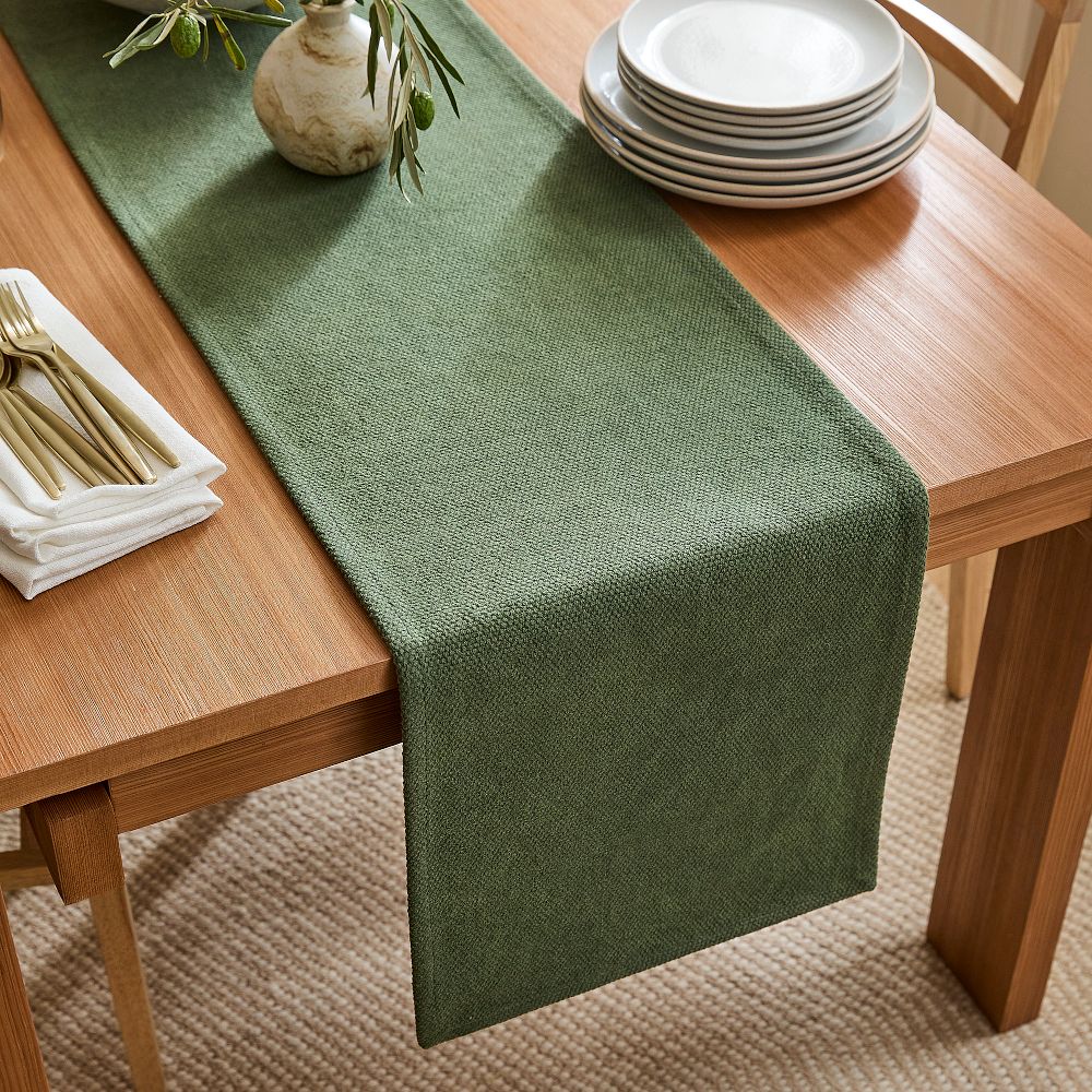 Textured Canvas Cotton Runner - Tarragon