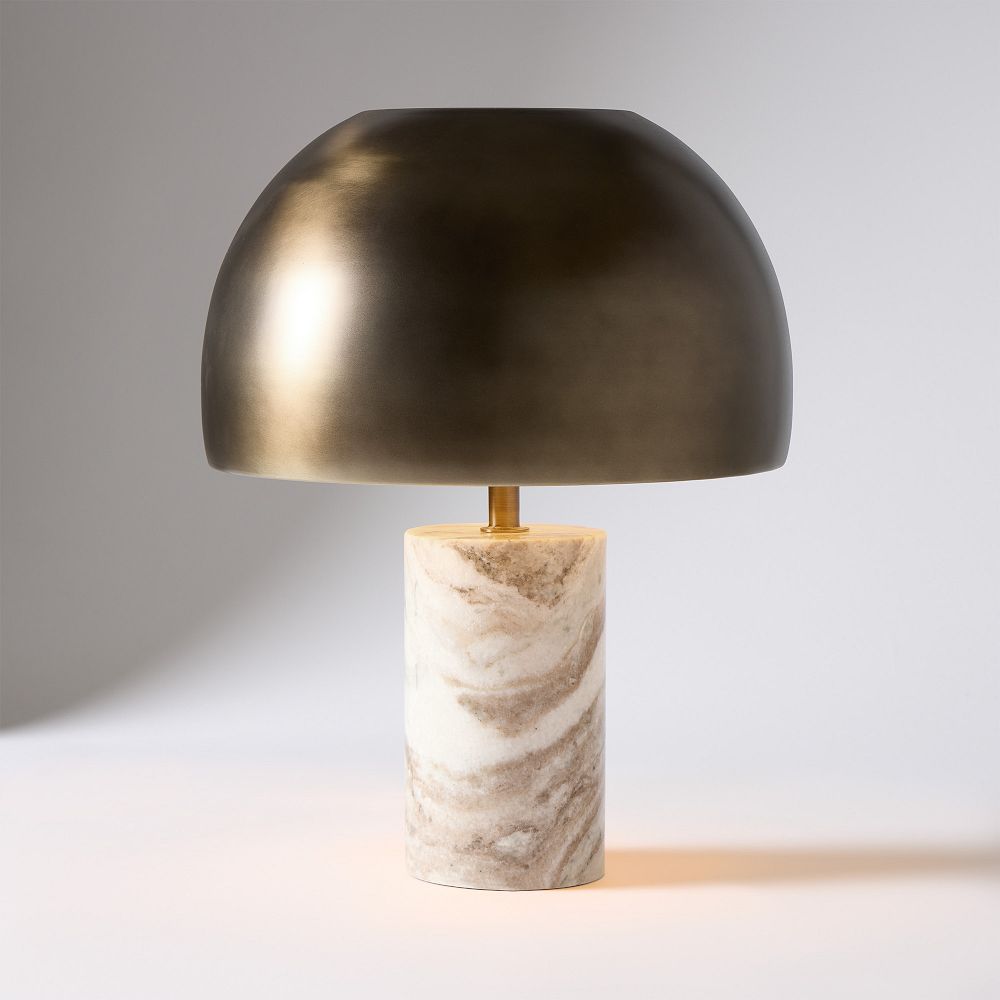 Briggs Table Lamp (15") - 15", Antique Brass/Natural Marble