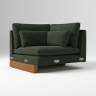 Open Box: Harmony Corner - Performance Distressed Velvet Evergreen, Dark Walnut