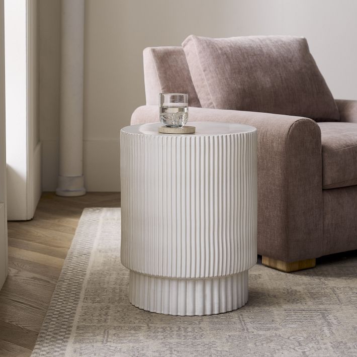 Fluted Ceramic Indoor/Outdoor Side Table | West Elm