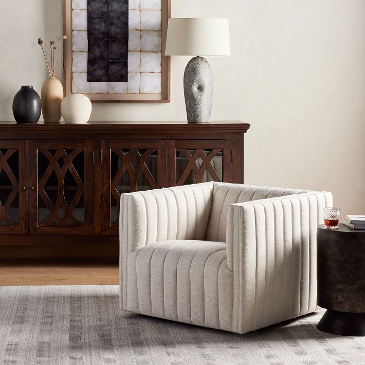 Anniina Channeled Swivel Chair | West Elm