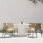 Fluted Outdoor Bistro Table (44") &amp; Ventura Stacking Dining Chairs Set
