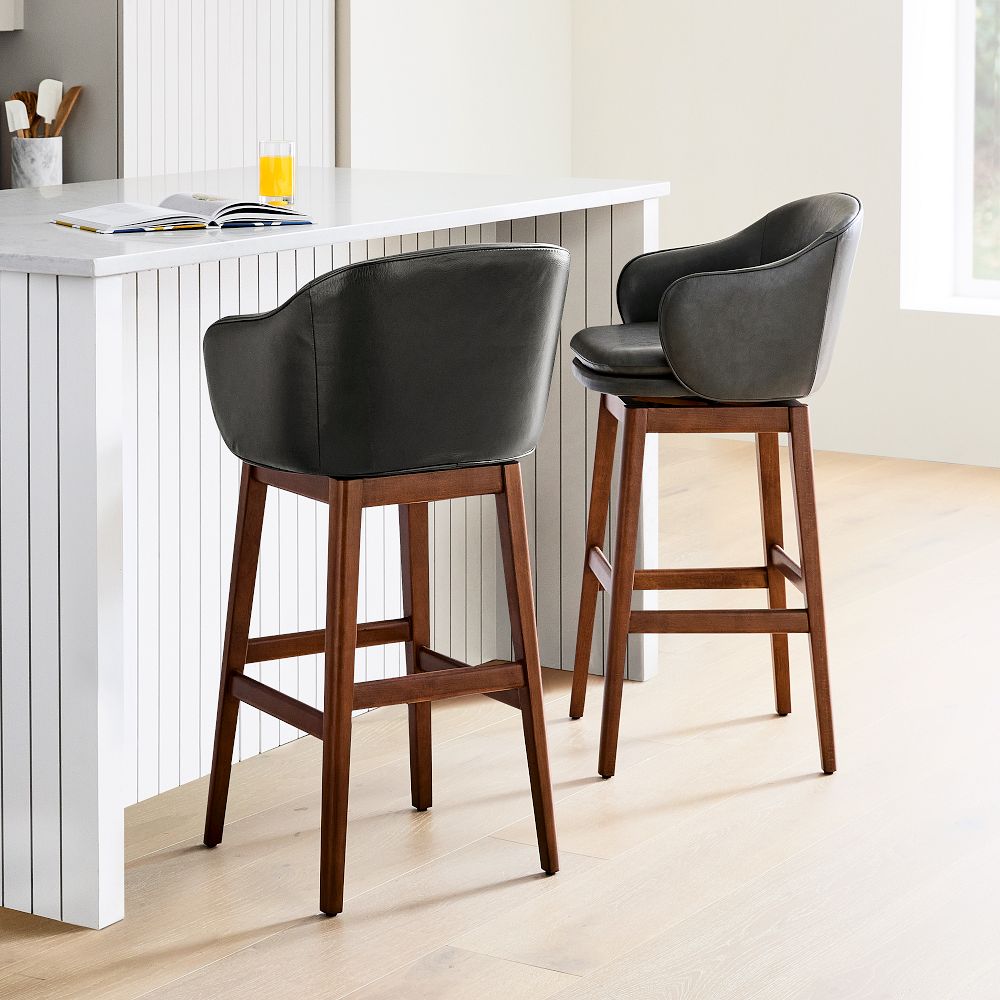 Wayne Leather Swivel Bar & Counter Stools by West Elm