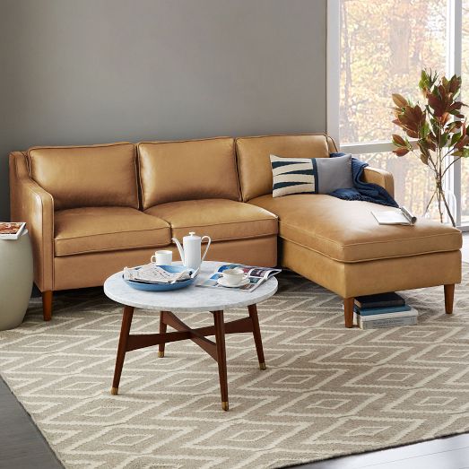 Hamilton Leather 2-Piece Chaise Sectional (83"-93") by West Elm