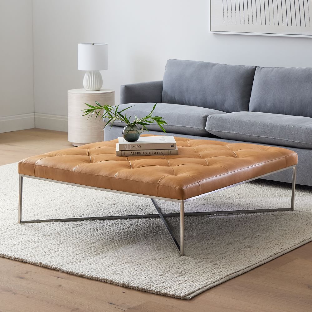 Maeve Square Leather Ottoman by West Elm