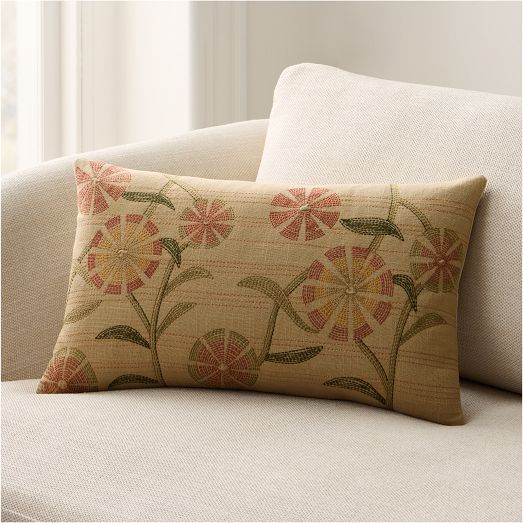 Rice Stitch Floral Pillow Cover by West Elm