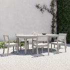 Portside Wood Outdoor Round Extendable Dining Table (48"&ndash;93") &amp; Stacking Chairs Set