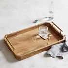 Deco Wood &amp; Brass Handle Tray
