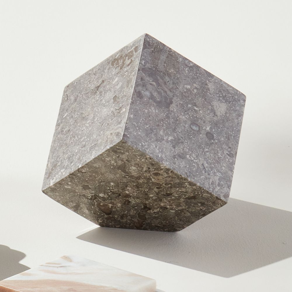 Abstract Marble Cube Sculpture by West Elm