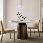 Olina Round Marble Dining Table &amp; Chairs Set