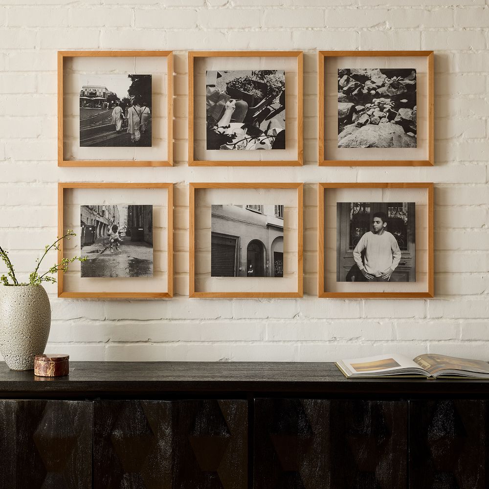 Floating Wood Gallery Frames - 15x15, Wheat, Set of 6