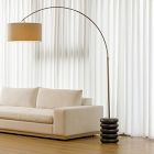 Ariel Stacked Arc Solid Oak Floor Lamp (63")
