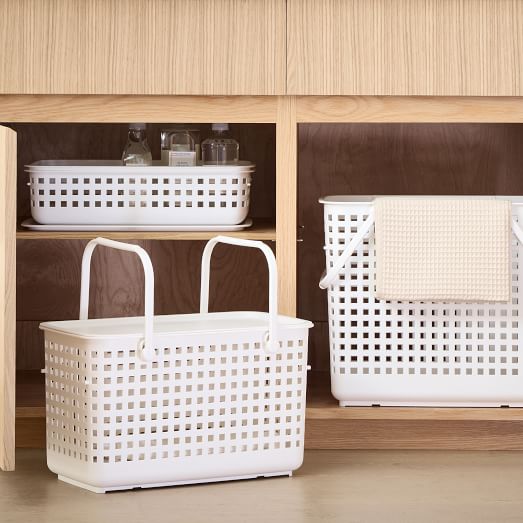 Stackable Plastic Baskets w/ Lid | West Elm