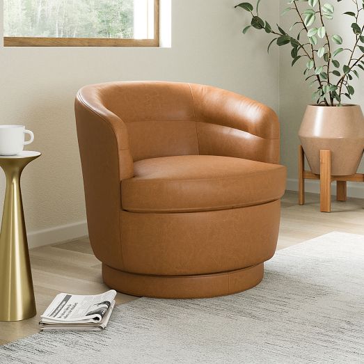 Viv Leather Swivel Chair – Top-Grain Comfort | West Elm