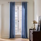 Open Box: European Flax Linen Grommet Light Filtering Curtain (48"W x 84"L) - Marina Blue