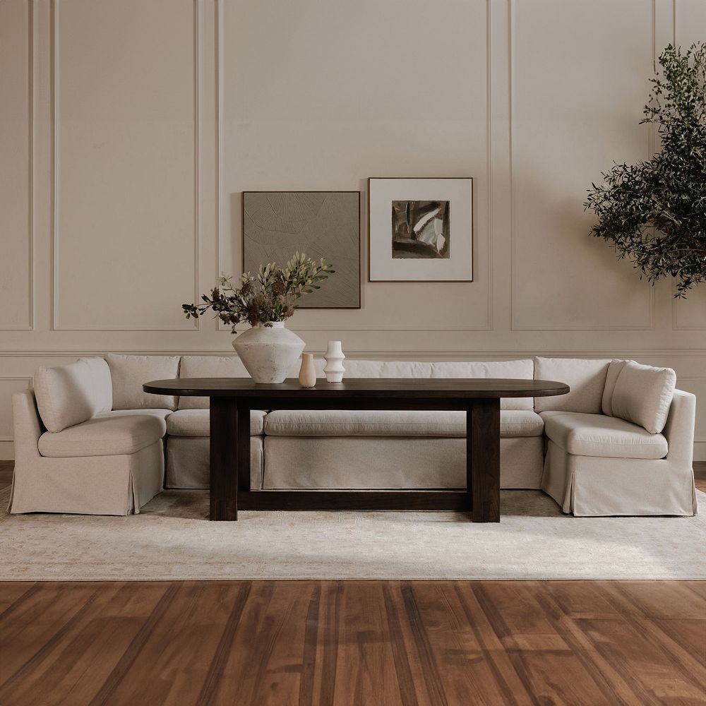 Vianna Slipcover Dining Banquette U-Shape (121"-168") by West Elm