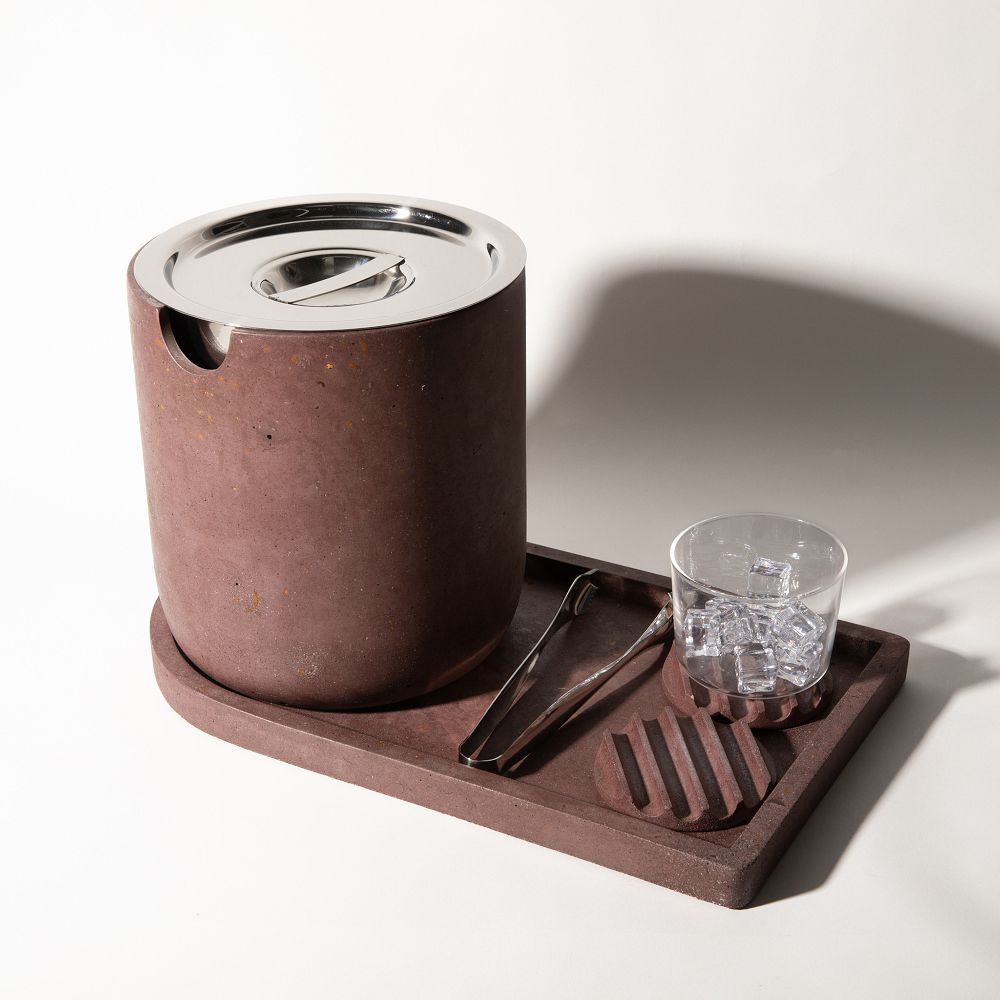 Pretti.Cool Terrazzo Ice Bucket & Tray - Concrete, Sumac