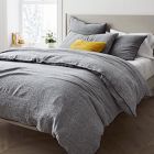 Open Box: European Flax Linen Pom Pom Duvet Cover, Full/Queen - Slate Melange