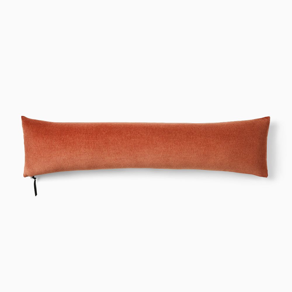 Classic Cotton Velvet Oversized Lumbar Pillow Cover - 12x46, Burnt Umber