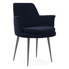 Open Box: Finley Wing Dining Chair, Performance Distressed Velvet, Ink Blue, Gunmetal